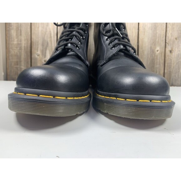 Dr. Martens 1460 Leather 8-Eye Lace-Up Boots, Blk w/Yellow Stitching, EUC, M11 main image 6